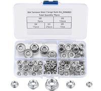 70 écrous hexagonaux à collerette avec dent de blocage, écrous à collerette avec dent de blocage, écrous d'arrêt à collerette DIN 6923 en acier inoxydable, M3 M4 M5 M6 M8