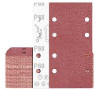 70 Feuilles Abrasif 93x185mm Grain 60 Papier de Verre 8 Trous Rectangulaire pour Ponceuse