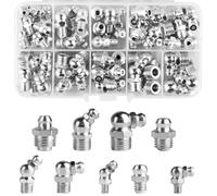 70 pièces Assortiment de graisseurs, jeu de graisseurs M6 M8 M10 pour pistolets à graisse, droits et coudés 45° 90° 180°, graisseurs hydrauliques droits, graisseurs coniques, graisseurs coniques pour