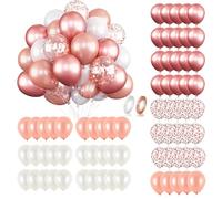 70 Pièces Ballon Rose Gold Anniversaire, Ballon Blanc Ballon, Ballons Rose Gold Confettis, Ballons de Baudruche Rosegold et Blanc, Convient pour la Decoration Anniversaire, Mariage, fête