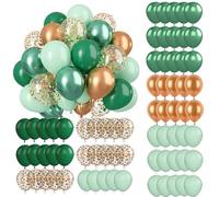 70 Pièces Ballon Vert et Or, Métallique Dores Confettis Latex, pour Baptême et Décoration de Fête Sur Le Thème de La Jungle