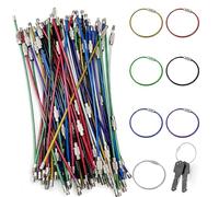 70 Pièces Porte-clés en Fil Acier Inoxydable de 15cm Boucles de Porte Clé en Câbles avec Serrure à Vis Pour Randonnée en Plein Air