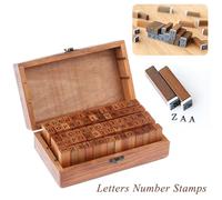 70 Pieces Timbre En Caoutchouc Alphabet Numero Symbole En Bois Boîte Ensemble Impression Style Bois Lettre Pour Les Jouets Des Enfants