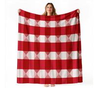 70 x 100 cm Rouge Classique Vintage Couverture Douce Douillette | Écossais Géométrique Carreaux Plaid Moelleuse en Flanelle Polaire Couverture, Couvertures de Canapé Salon pour Enfant Adulte