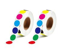 700 Gommettes Autocollantes Rondes Multicolores 20mm,1 Rouleau Gommettes 7 Couleurs Rouge Vert Bleu Cyan Violet Jaune Noir,Vignettes Pastilles Autocollantes pour Bureau,École,Calendrier (2 Roll)