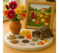 700 Graines pour Tortue Terrestre - Mélange de 7 variétés : Pissenlit - trèfles Rouge, Blanc et incarnat - Souci - Capucine - Rose Trémière - Alimentation Naturelle et Équilibrée - Fleur Jardin - 488