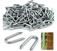 700 PCS Clou Double Pointe Crampillons pour Cloture Attache Grillage Crampillon Crampons en Acier Galvanisé Clou en U Petit pour Grillage Agrafes de Clôture pour Fixer les Clôtures (700pcs)