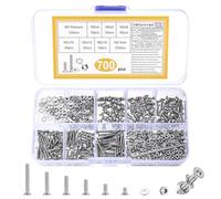 700 Pcs M2 Vis Boulons et Écrous et Rondelles Set, Vis à Tête Fraisée à Six Pans Creux, Boulons Visser à Creuse Hexagonale, Visser à Tête Plate en Acier Inoxydable Assortiment Kit