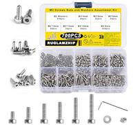 700 Pcs M2 Vis et écrous, Vis Boulon et écrous et Rondelles Set, Vis à Tête Hexagonale, Boulon Vis à Tête Cylindrique à Six Pans Creux en Acier Inoxydable, Visserie Inox Assortiment Kit