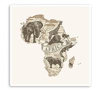 #70070 Lot de 2 autocollants vintage en vinyle Motif carte de l'Afrique 10 cm