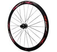 700C Alliage D'aluminium Roues Avant pour Vélos De Route Jante De 40mm Blocage Rapide 100/130mm Roues Arrière 20/24H Moyeux À Frein C/V pour Cassette 8-12 Vitesses(Black-Red,Rear)