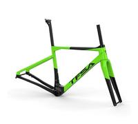 700C Cadre De Vélo En Fibre De Carbone 47cm 50cm 53cm 56cm Cadre De Vélo De Route Coupe-Vent Cadre De Course Axe Traversant F12×100mm R12×142mm Cadres De Frein À Disque(Green 2,50cm)