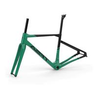 700C Carbone Cadre De Vélo De Route 47/50/53/56cm Cadre De Course Frein À Disque 100mm/142mm Cadre À Axe Traversant Guidon Routage Interne(Green 3,56cm)