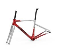 700C Carbone Cadre De Vélo De Route 47/50/53/56cm Cadre De Course Frein À Disque 100mm/142mm Cadre À Axe Traversant Guidon Routage Interne(Red 2,47cm)
