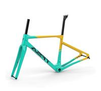 700C Carbone Cadre De Vélo De Route 47/50/53/56cm Cadre De Course Frein À Disque 100mm/142mm Cadre À Axe Traversant Guidon Routage Interne(Green 2,53cm)