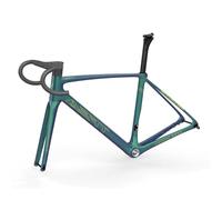 700C Carbone Cadre De Vélo De Route 48cm 51cm 54cm 56CM Cadre De Course Frein À Disque 100mm/142mm Cadre À Axe Traversant Guidon Routage Interne(Green 1,51cm)