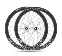 700C Fibre De Carbone Roues De Vélo De Route 50mm Axe Traversant Roues Avant Et Arrière Verrouillage Central Frein À Disque Moyeux 24H pour 8/9/10/11/12 Vitesses