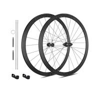 700C Paire De Roues De Vélo De Route 35mm Jantes De Cyclocross 36T/54T Cliquet Axe Traversant À Verrouillage Central, Roulements en Céramique, Cassette HG 8-12 Vitesses(Black,54T)