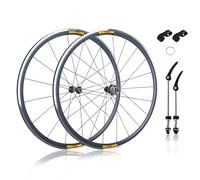 700C Paire De Roues pour Vélo De Route Jantes en Alliage D'aluminium 16/21H Frein C/V Moyeu À Démontage Rapide pour 8/9/10/11/12 Vitesses Roues Avant Et Arrière pour 19-28C(Black)