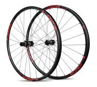 700C Paire De Roues pour Vélo De Route QR100mm/135mm Roues Avant Et Arrière Jante en Alliage D'aluminium Moyeux 24H pour Freins À Disque pour Cassettes 8/9/10/11/12 Vitesses(Black-Red)
