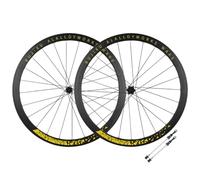 700c Paire De Roues Vélo Route Jantes ALU 7-12 Vitesses Cassette 36T Cliquet Moyeu 100/135mm Roue À Dégagement Rapide Frein Disque(Gold,50mm)