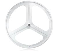 700C Pignon Fixe Jeu De Roues 3 Rayons Piste Roue Avant/arrière De Vélo Frein V Axe Plein 100/120 Mm Vélo Jante 27 Mm Largeur Moyeux for Vitesse Unique(Bianco,Front)