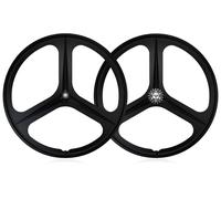 700C Pignon Fixe Jeu De Roues 3 Rayons Piste Roue Avant/arrière De Vélo Frein V Axe Plein 100/120 Mm Vélo Jante 27 Mm Largeur Moyeux for Vitesse Unique(Schwarz,Rear＋Front)