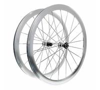 700C Roues Avant Et Arrière De Vélo De Route 100/130mm QR, Paire De Roues À Pneu Frein C/V Jante De Vélo en Aluminium 40/50mm, Cassette 7/8/9/10/11/12 Vitesses, Valves Presta, Argent(50mm)