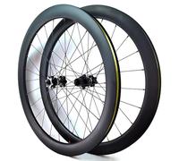 700C Vélo De Route Roue Avant Et Arrière Frein À Disque Fibre De Carbone Paire De Roues De Vélo QR 100/135mm Moyeux Droits 24H Roues XC pour Cassette 7-12 Vitesses(50MM)