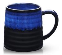 700ml Extra Large Tasse à Café en Céramique avec Grande Anse, 25 Oz Jumbo Tasse à thé Mug pour le Bureau et la Maison, Micro-Ondes et au Lave-Vaisselle, Texture Émaillée Faite à la Main (Bleu étoilé)