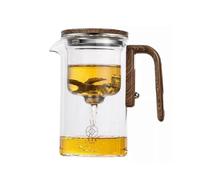 (700ml) Water Separation Glass Teapot with Wooden Handle, Magical Teapot with Infuser