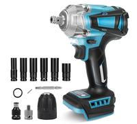 700Nm Clé à Chocs Sans Fil Compatible avec Makita BL1830 BL1830B BL1840 BL1840B BL1850 BL1850B BL1860B 18V Batteries, 1/2'' Sans Balais Visseuse à Choc Rotative avec 6 Douilles (Batterie non incluse)