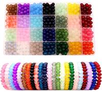 700pcs 8mm Round Beads With Natural Stone Box For Bracelet Shiny Round Beads Natural Crystal Stones With Hole Diy Bracelet Jewellery Making Kit (700pcs)