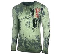 702 T-shirt moderne à manches longues pour homme, kaki, XXL