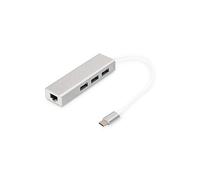 70255 3 Port USB Hub Type C Gigabit Ethernet, supporte Les Window Apple Mac OS Argent