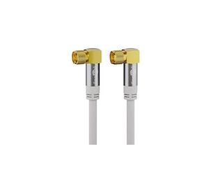 70483 câble satellite avec fiche f coudée à 90° pour récepteur dvb-s 75 ohms blanc