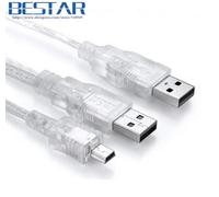 70cm 2in1 USB 2.0 Type A mâle avec alimentation USB au Mini câble mâle 5 P 5pin séparateur Y double blindage (feuille + tressé) pour caméra HDD
