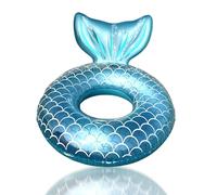 70cm Bouée de Natation Sirène Bleu,Bouée Piscine Gonflable Enfant,Anneau de Natation Gonflable Sirène Queue Poisson,PVC Bouée Sirène Piscine pour Fille Enfant Les Fêtes D'été sur La Plage Piscine