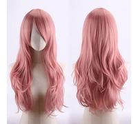 70cm Fashion Long Wavy Anime Cosplay Wig White Black Blue Red Pink Purple Blonde Synthetic Hair Halloween Party Wigs For Women OneSize pink