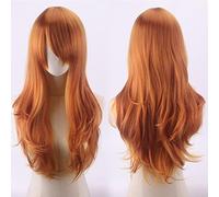 70cm Fashion Long Wavy Anime Cosplay Wig White Black Blue Red Pink Purple Blonde Synthetic Hair Halloween Party Wigs For Women OneSize orange