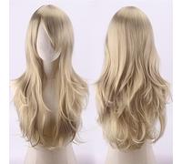70cm Fashion Long Wavy Anime Cosplay Wig White Black Blue Red Pink Purple Blonde Synthetic Hair Halloween Party Wigs For Women OneSize blonde2