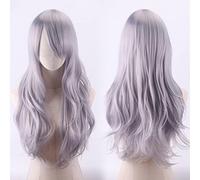 70cm Fashion Long Wavy Anime Cosplay Wig White Black Blue Red Pink Purple Blonde Synthetic Hair Halloween Party Wigs For Women OneSize silver4