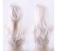 70cm Fashion Long Wavy Anime Cosplay Wig White Black Blue Red Pink Purple Blonde Synthetic Hair Halloween Party Wigs For Women OneSize white