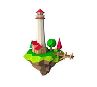 70cm Tall Island Lighthouse Paper Model 3D DIY Hanging Geometric Paper Craft Wall Decor