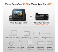 70mai-Caméra De Tableau De Bord Avec Écran Ips,Moniteur De Stationnement 24h,Dvr De Voiture,Wifi,Fov 1080 °,Enregistrement 130 P Hdr 2,A200,Gobal Touristors - Type Front N Rear Cam-32gb Sd Card