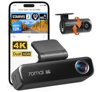 70mai Dash Cam 4K M800 Avant et Arrière, Capteur STARVIS 2 IMX678, Vision Nocturne, Ouverture f/1.7 Double HDR, Compatible 4G LTE & Wi-FI 5 GHz, eMMC Intégrée de 128 Go, GPS, Commande Vocale