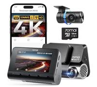 70mai Dash Cam Voiture 4K A810 Avant et Arrière avec Carte MicroSD de 128 Go, GPS Intégré, Vision Nocturne, Support jusqu'à 256 Go, Mode de Stationnement Intelligent, Détection de Mouvement AI