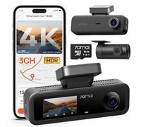 70mai Dashcam Voiture 4K T800E à 3 Canaux, Caméra Triple Avant et Arrière 4K+1080P+1080P avec Contrôle Vocal, HDR, Vision Nocturne IR, Mode Parking, F1.55, GPS, Supercondensateur, Carte MicroSD 64 Go