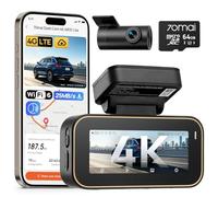 70mai Dashcam Voiture Avant et Arrière A810 Lite , 4K Dash Cam Compatible 4G LTE WiFi 6 5GHz, Vision Nocturne HDR, Mode Stationnement 24H, Suivi GPS, Verrouillage d’Urgence, Enregistrement en Boucle