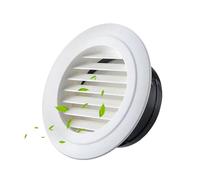 70mm 92mm 185mm Grille Aeration avec Moustiquaire, Grille de Ventilation Ronde Extérieur Bouche Aération Blanc pour Murale Externe Plafond Air Évacué Intérieur(185mm)